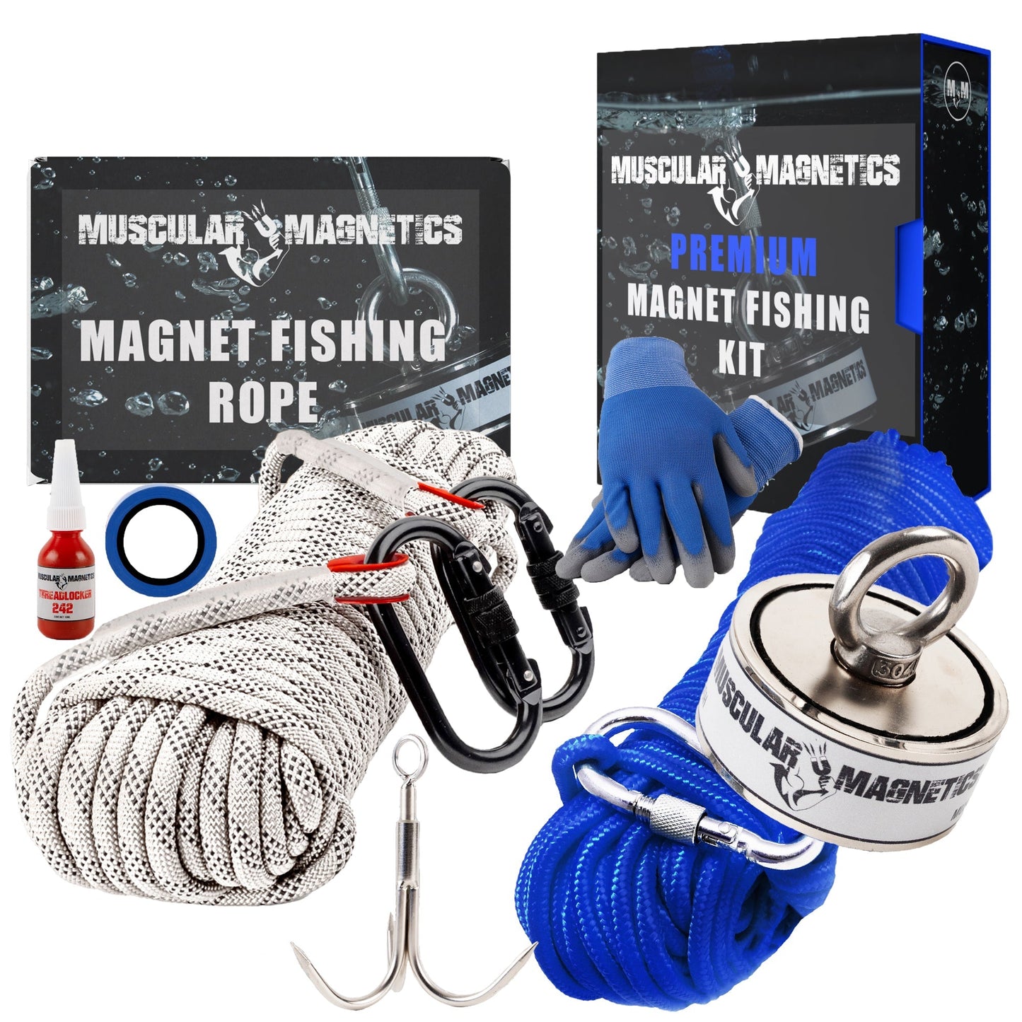 601,01 kg DOUBLE-SIDED MAGNET FISHING KIT & DURABLE MAGNET FISHING ROPE