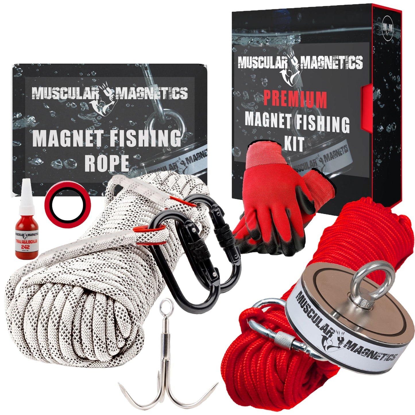 1190,68 kg DOUBLE-SIDED MAGNET FISHING KIT & DURABLE MAGNET FISHING ROPE